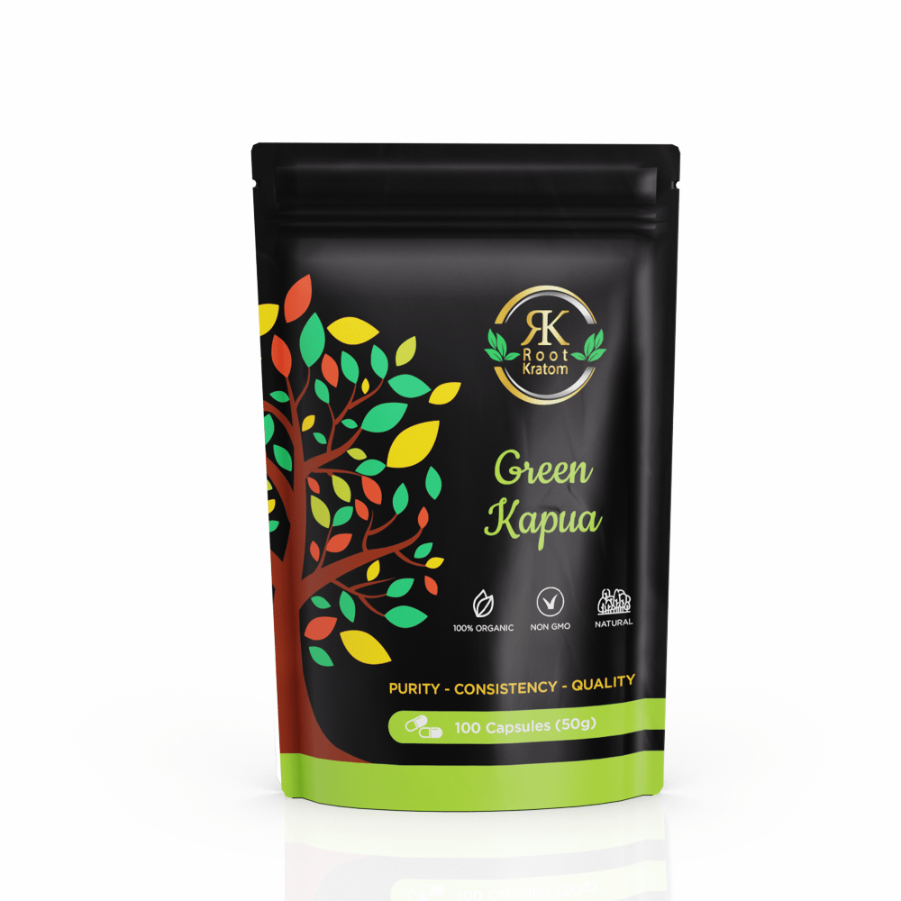 Root | Green Kapua Kratom - Capsules by Root Kratom – Capsules, 100 capsules (50g) | Available at Zenhop