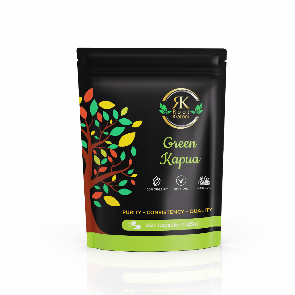 Root | Green Kapua Kratom - Capsules by Root Kratom – Capsules, 250 capsules (125g) | Available at Zenhop