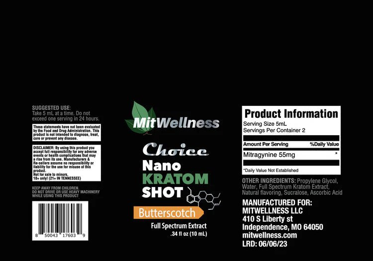MitWellness | Choice Nano Kratom Shot | Butterscotch - 10ML by MitWellness – 7 - OH - Extracts Shots, | Available at Zenhop