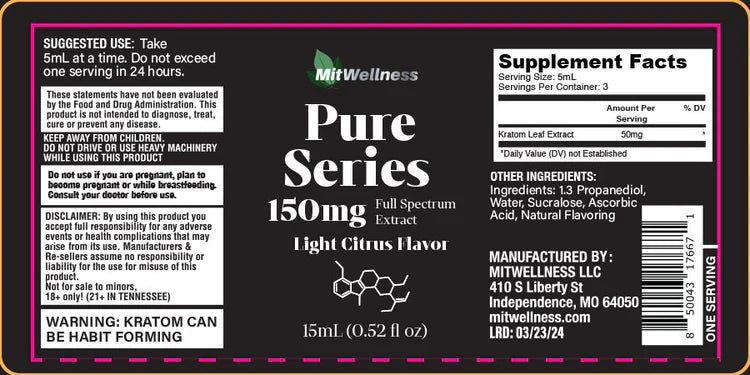MitWellness | Pure Series Kratom Shot – 150MG by MitWellness – 7 - OH - Extracts Shots, | Available at Zenhop