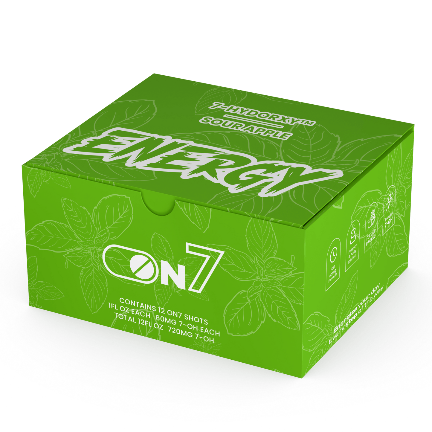 ON7 | Energy Shot – 60MG Liquid Extract |Sour Apple Flavor by ON7 – 7 - OH Extract Tablets, | Available at Zenhop