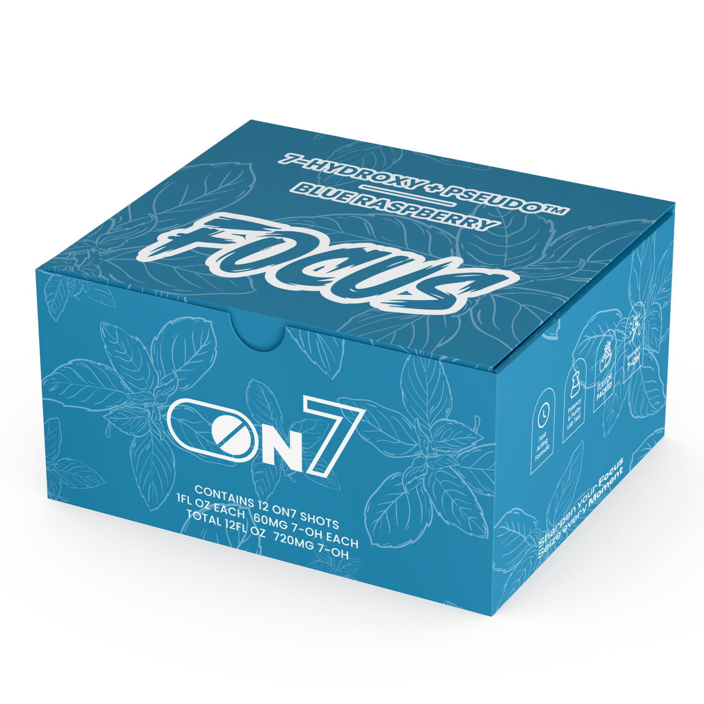 ON7 | Focus Shot – 60MG Liquid Extract | Blue Raspberry by ON7 – 7 - OH Extract Tablets, | Available at Zenhop