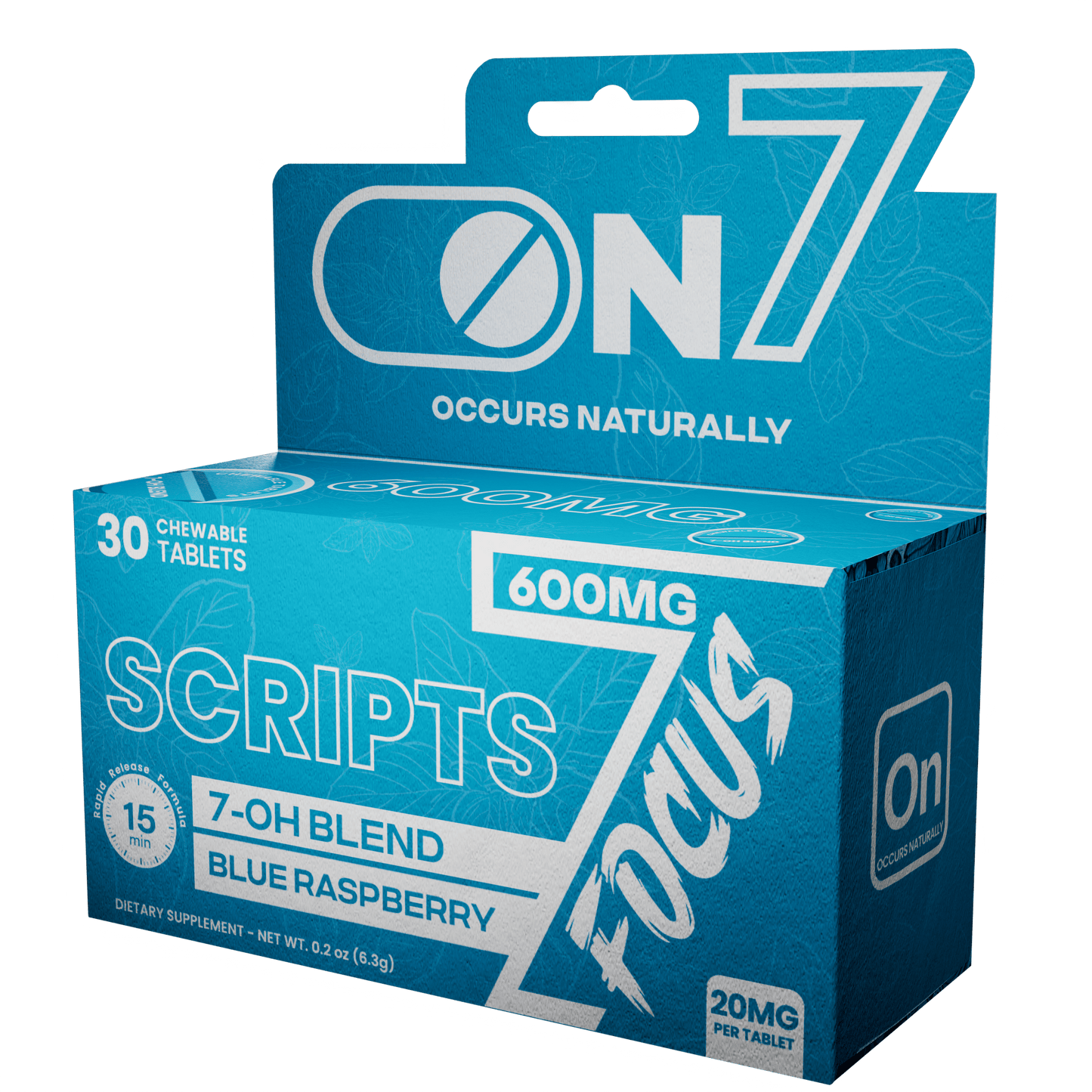 ON7 | Focus Tablets | 600MG – 30 Count Bottle by ON7 – 7 - OH Extract Tablets, 600MG – 30 Count | Available at Zenhop