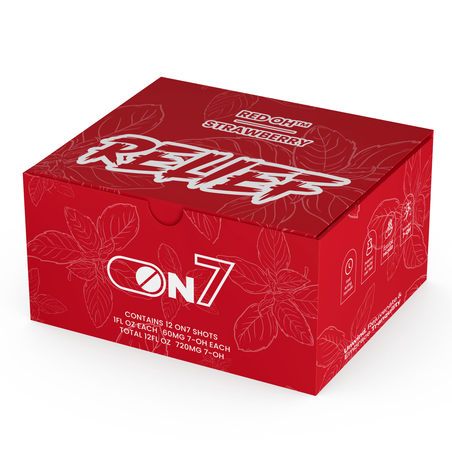 ON7 | Relief Shot – 60MG Liquid Extract | Strawberry by ON7 – 7 - OH Extract Tablets, | Available at Zenhop