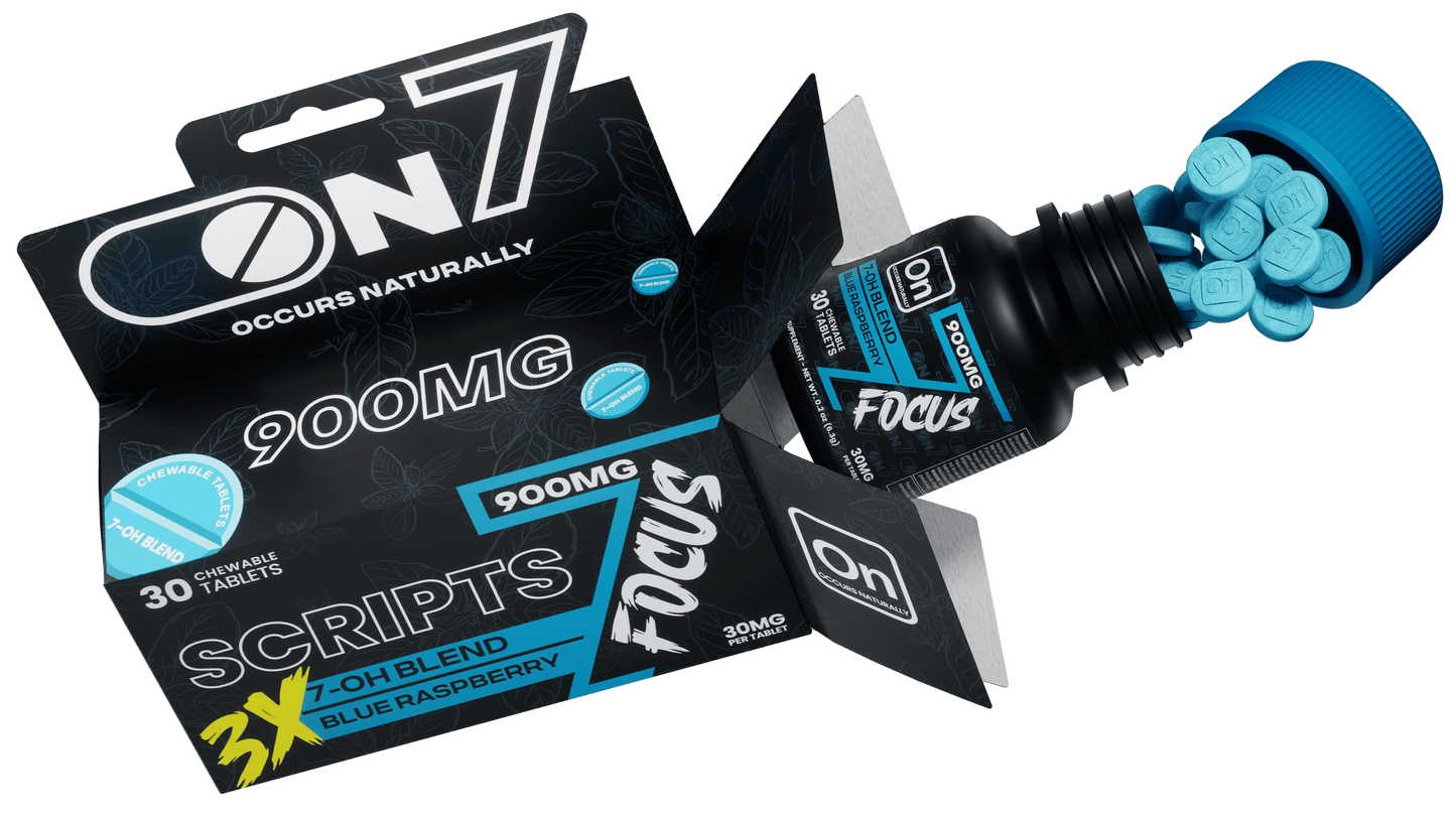 ON7 | Scripts Focus Tablets 900MG – Sour Apple | 30 Count by ON7 – 7 - OH Extract Tablets, | Available at Zenhop