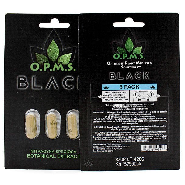 OPMS | Black Kratom Extract Capsules – 3ct by opms – 7 - OH Extract Tablets, 3 count | Available at Zenhop