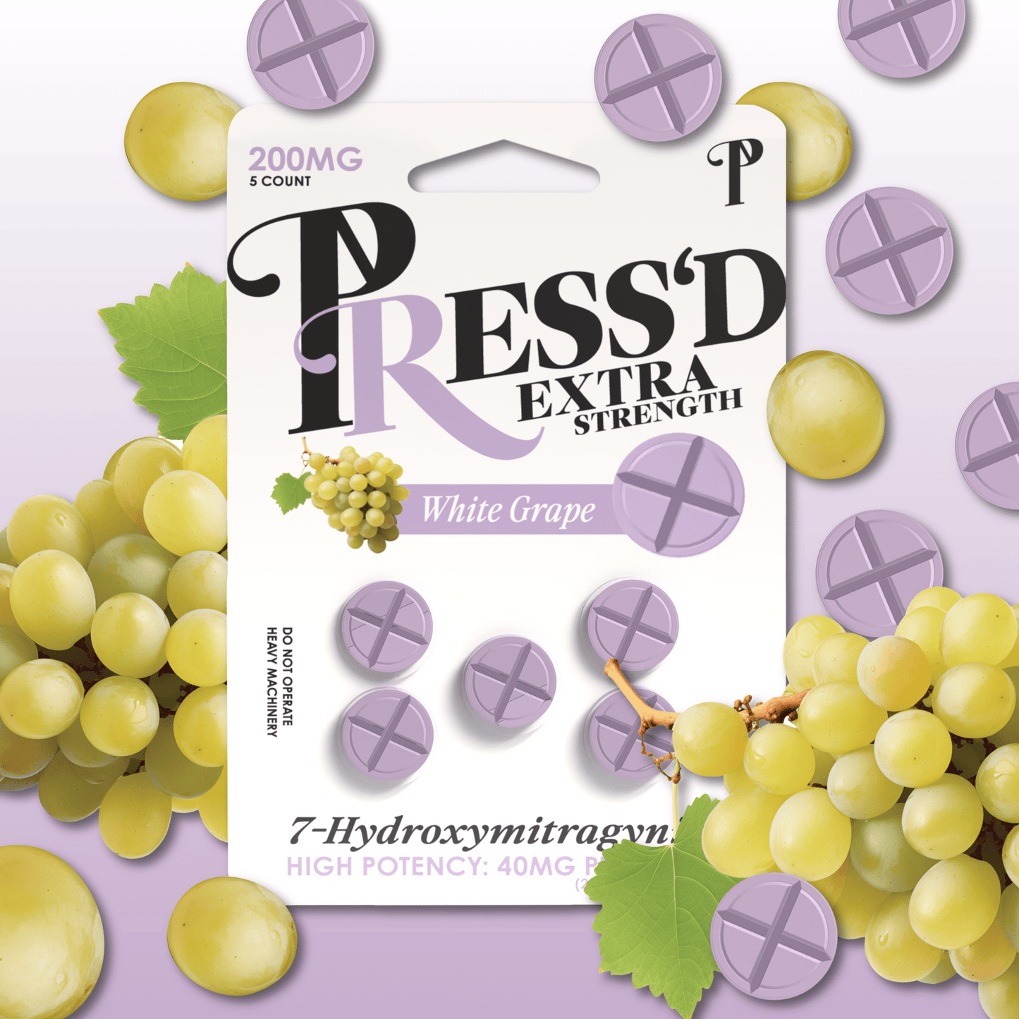 Press’d | Extra Strength White Grape Tablets – 40mg by Press’d – 7 - OH Extract Tablets, Mint | Available at Zenhop