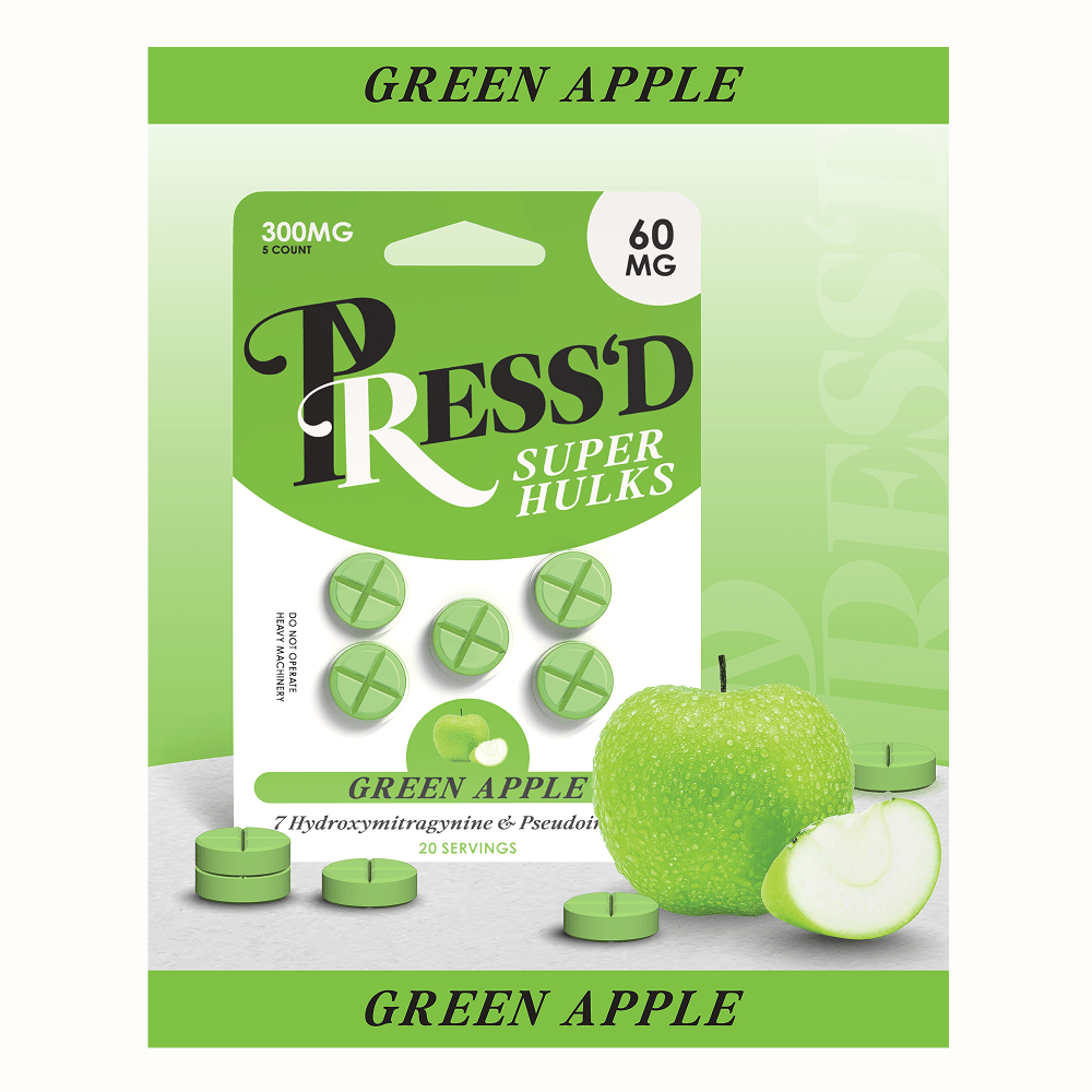 Press’d | Super Hulks Green Apple – 60 mg Tablets by Press’d – 7 - OH Extract Tablets, Green Apple | Available at Zenhop