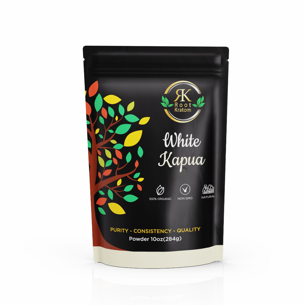 Root Kratom | White Kapua Powder 10oz – uplifting energy and clean mental focus – available at Zenhop online