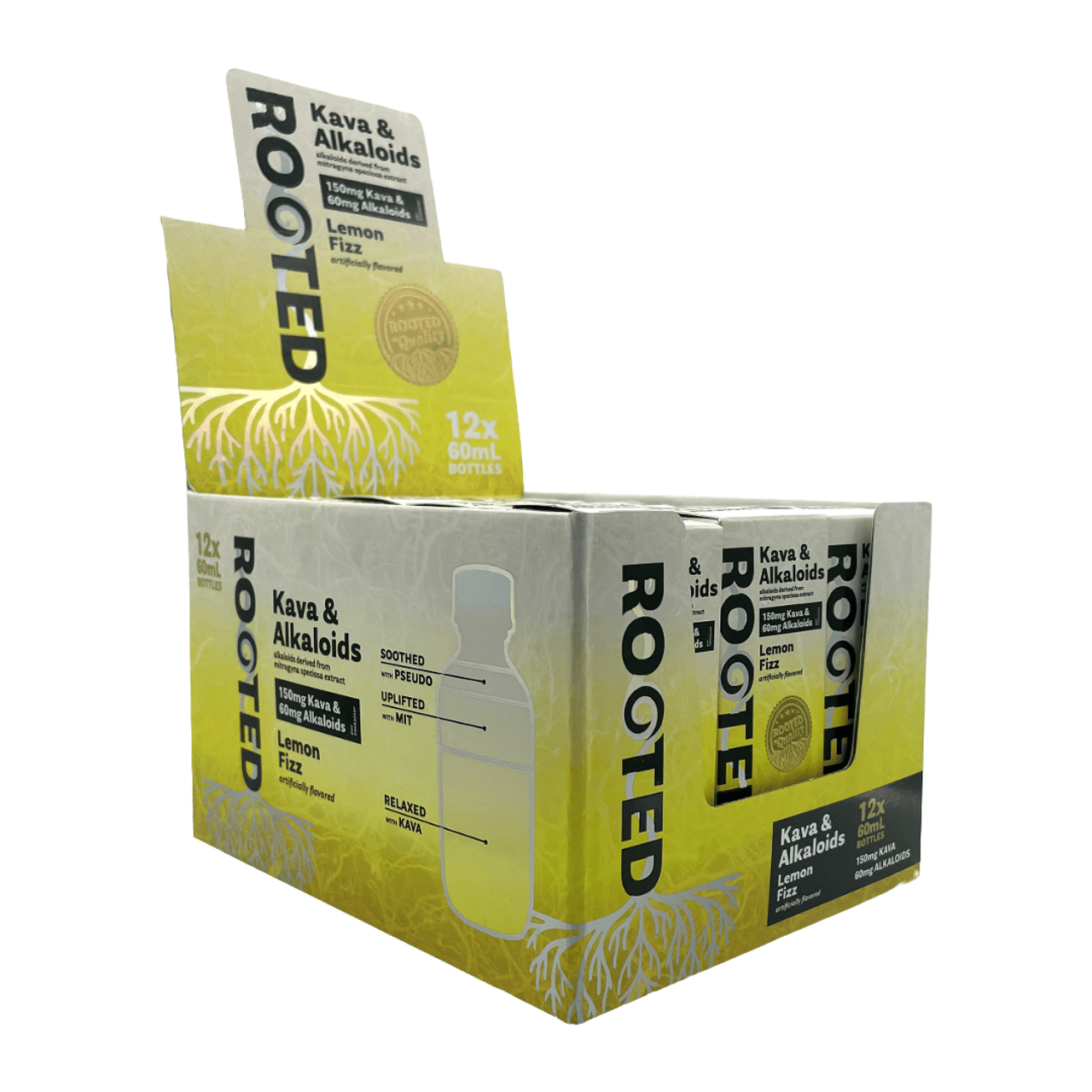 Rooted | Kava & Alkaloids Lemon Fizz Shot – 60ML Liquid by ON7 – kava Shots, | Available at Zenhop