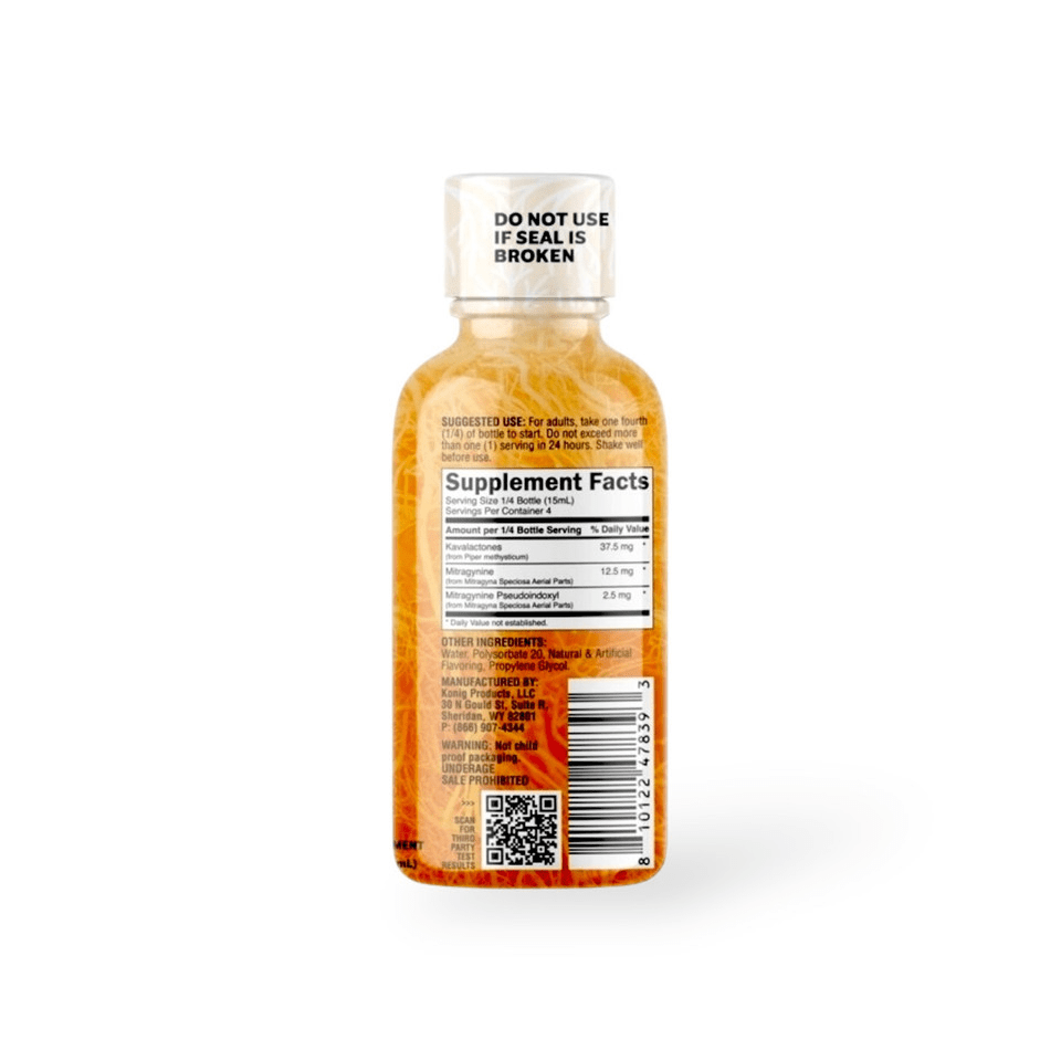Rooted | Kava & Alkaloids Peach Mango Shot – 60ML Liquid by ON7 – kava Shots, | Available at Zenhop