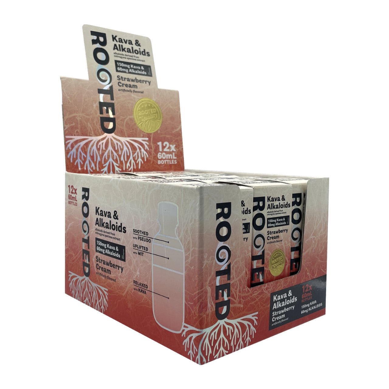 Rooted | Kava & Alkaloids Strawberry Cream Shot – 60ML Liquid by ON7 – kava Shots, | Available at Zenhop