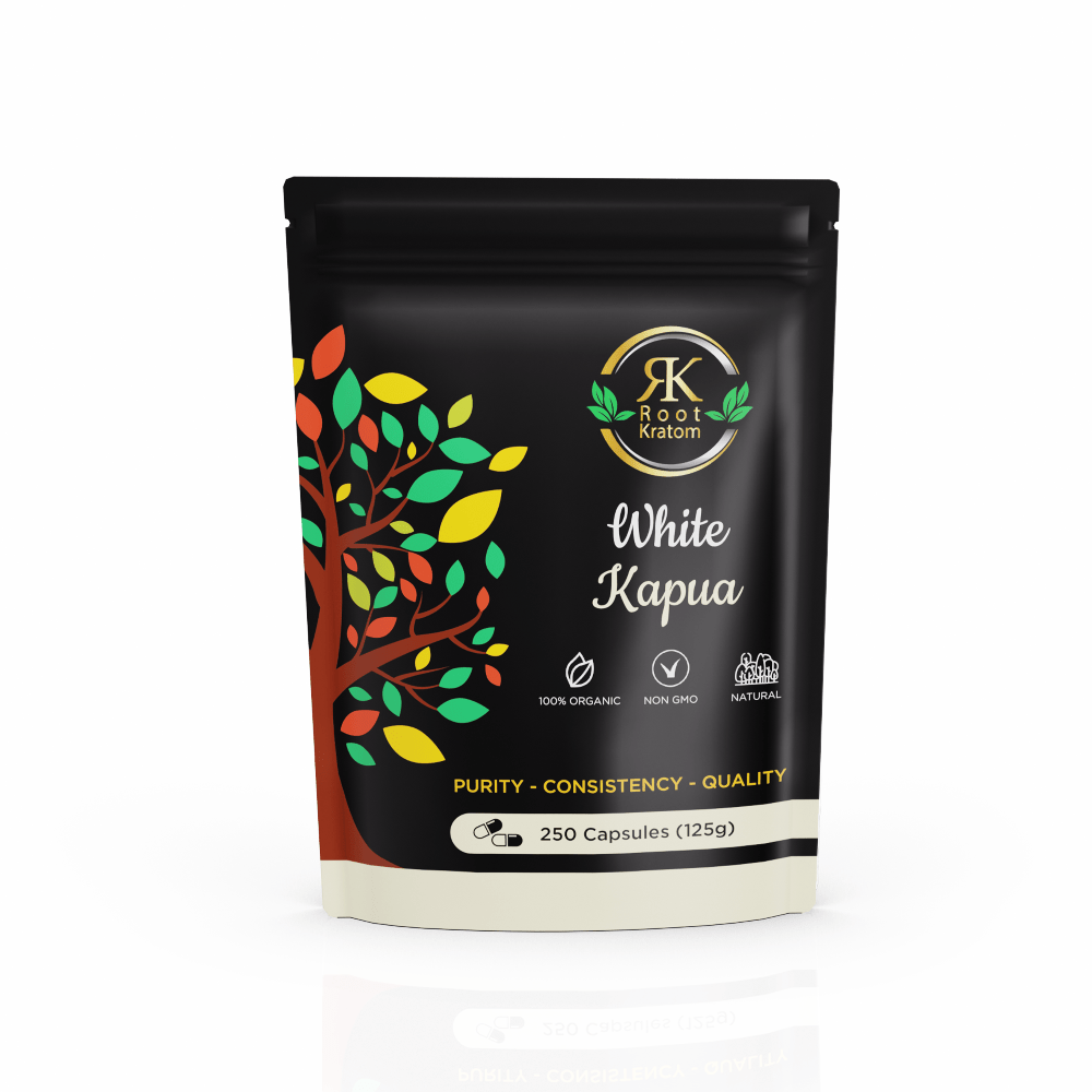 Root | White Kapua Kratom - Capsules by Root Kratom – Capsules, 250 capsules (125g) | Available at Zenhop