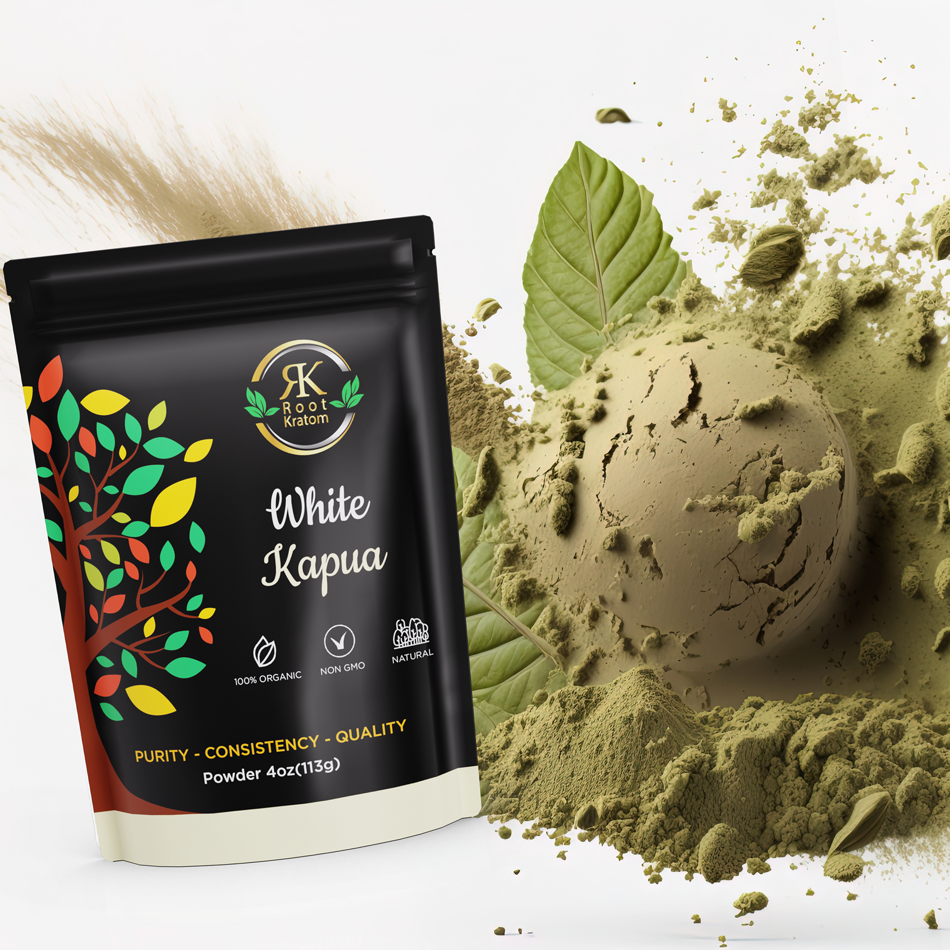 Root Kratom | White Kapua Powder – 4oz premium quality kratom for clarity and wellness support – shop now at Zenhop.