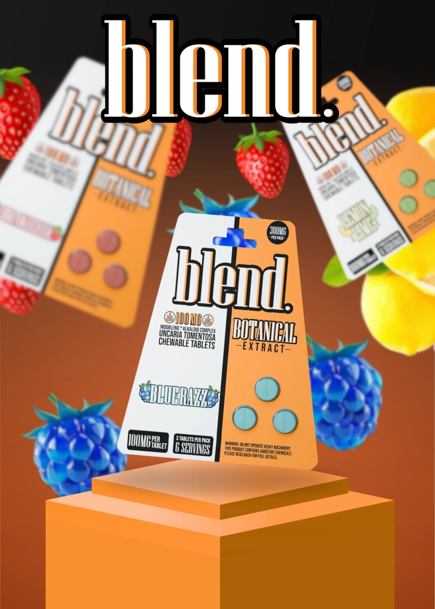 Blend | Botanical Extract Chewable Tablets – 300MG | 3 - Count by Blend – Tablets, Blue Razz | Available at Zenhop