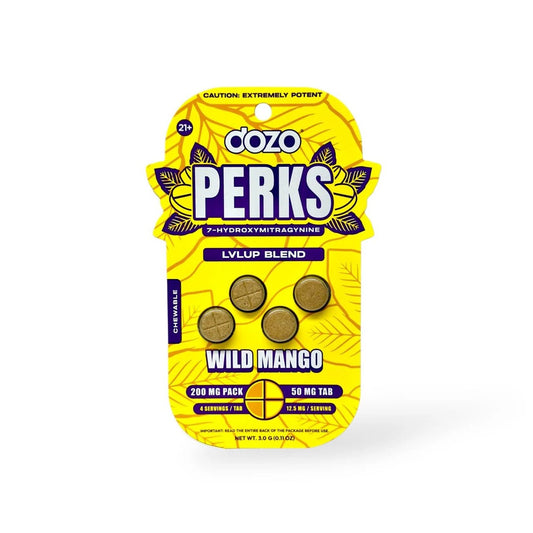Dozo Perks | Maximum Strength 7 - OH Tablets - 50MG | 4 Count by Zenhop – 7 - OH Extract Tablets, Wild mango | Available at Zenhop