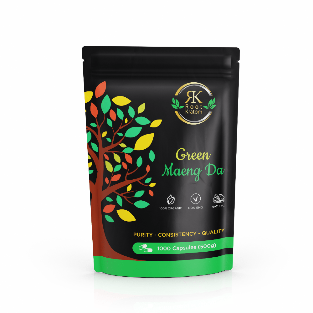 Root Kratom | Green Maeng Da Capsules 1000 ct – daytime drive with calm focus – available now online at Zenhop