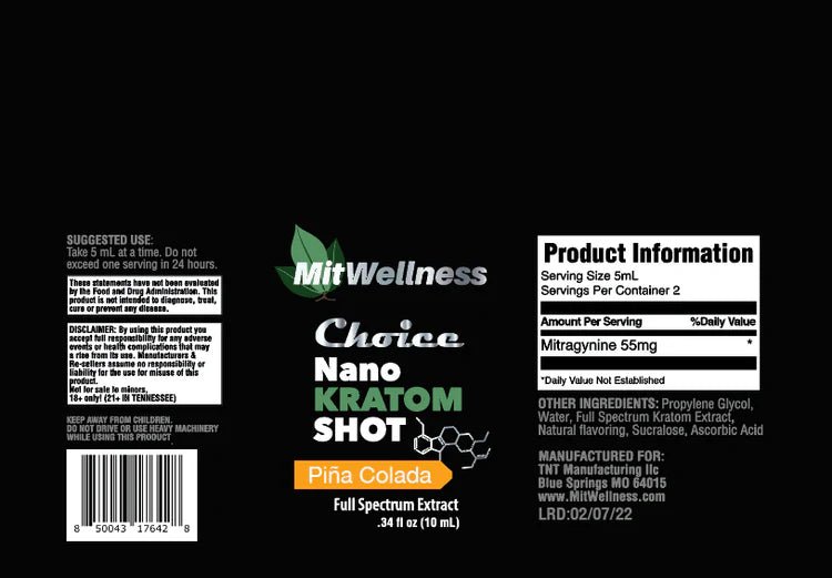 MitWellness | Choice Nano Kratom Shot – Pina Colada – 10ML by MitWellness – 7 - OH - Extracts Shots, | Available at Zenhop