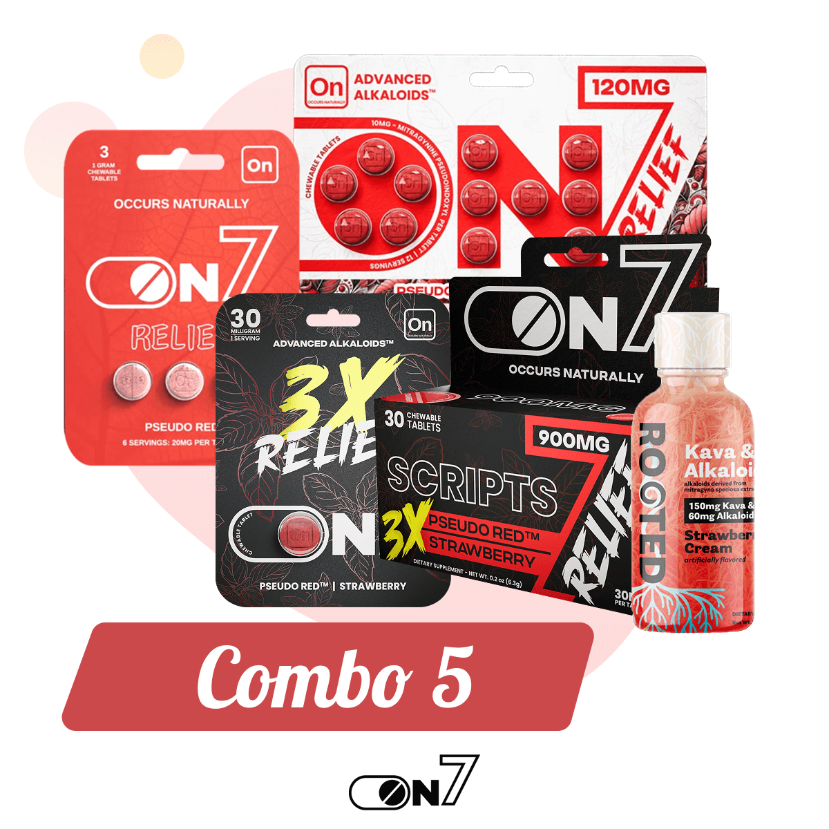 ON7 | Combo 5 – 5 - Piece Relief Power Pack for Advanced Support by ON7 – 7 - OH - Extracts Shots, | Available at Zenhop