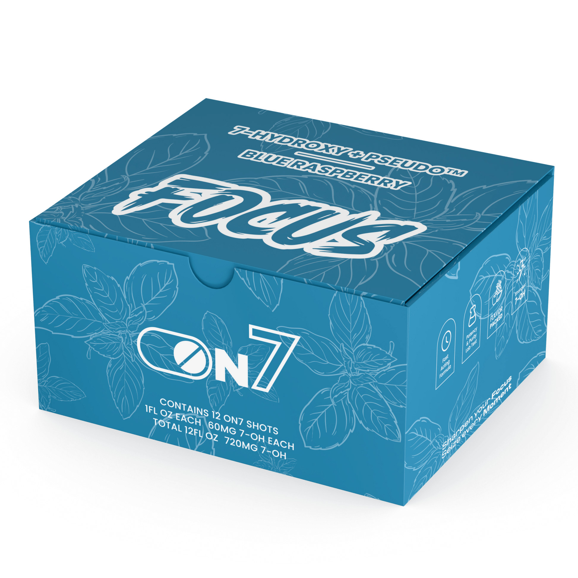 ON7 | Focus Shot – 60MG Liquid Extract | Blue Raspberry by ON7 – 7 - OH Extract Tablets, | Available at Zenhop