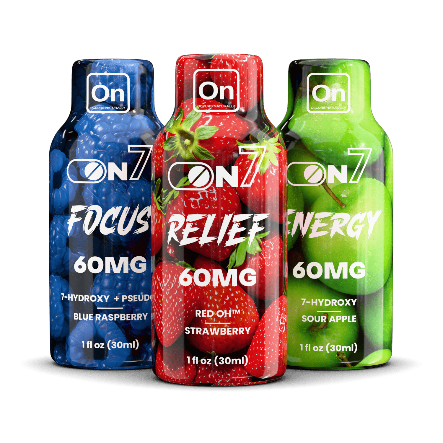 ON7 | Focus Shot – 60MG Liquid Extract | Blue Raspberry by ON7 – 7 - OH Extract Tablets, | Available at Zenhop