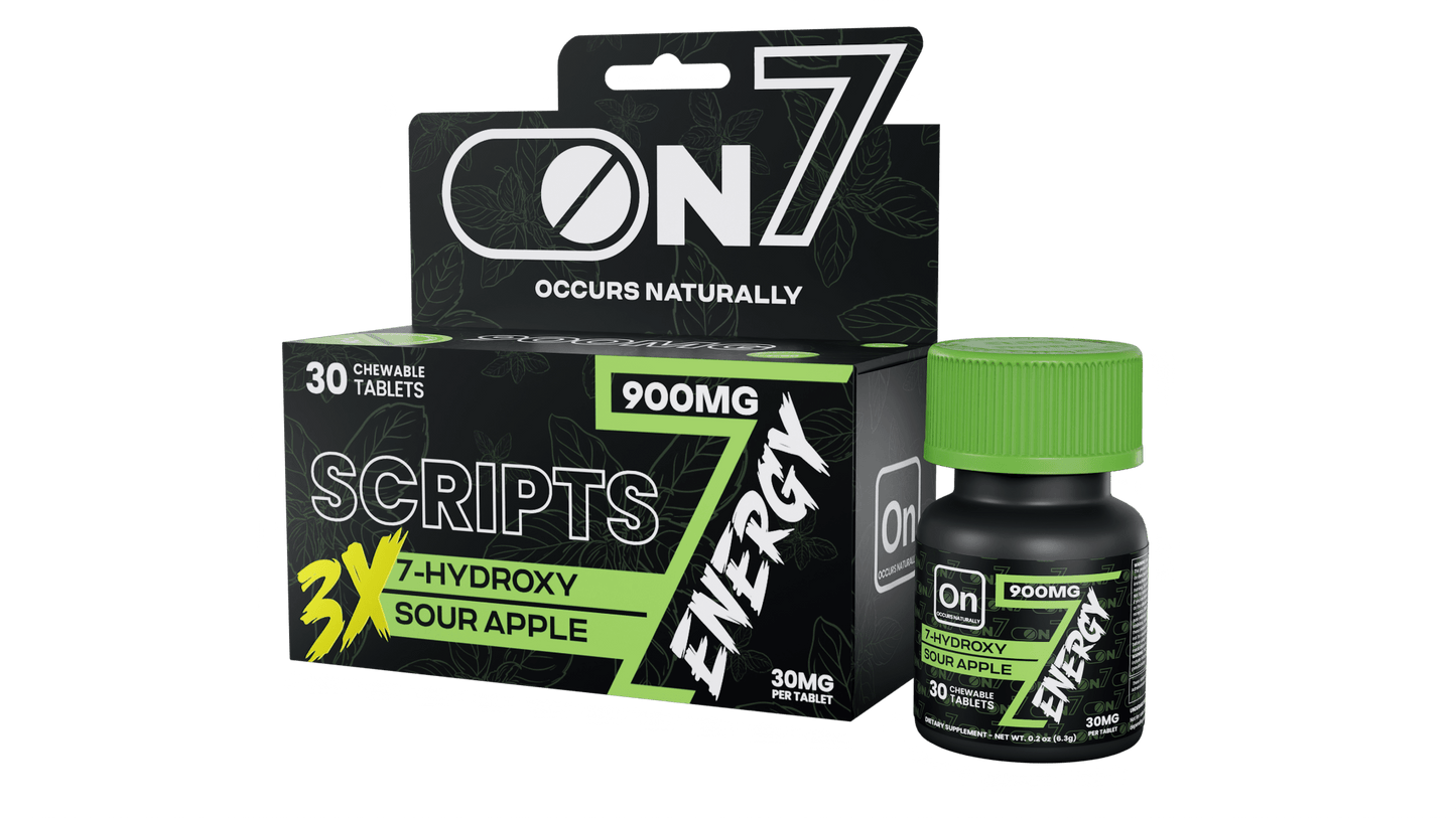 ON7 | Scripts Energy Tablets 900MG – Sour Apple | 30 Count by ON7 – 7 - OH Extract Tablets, | Available at Zenhop