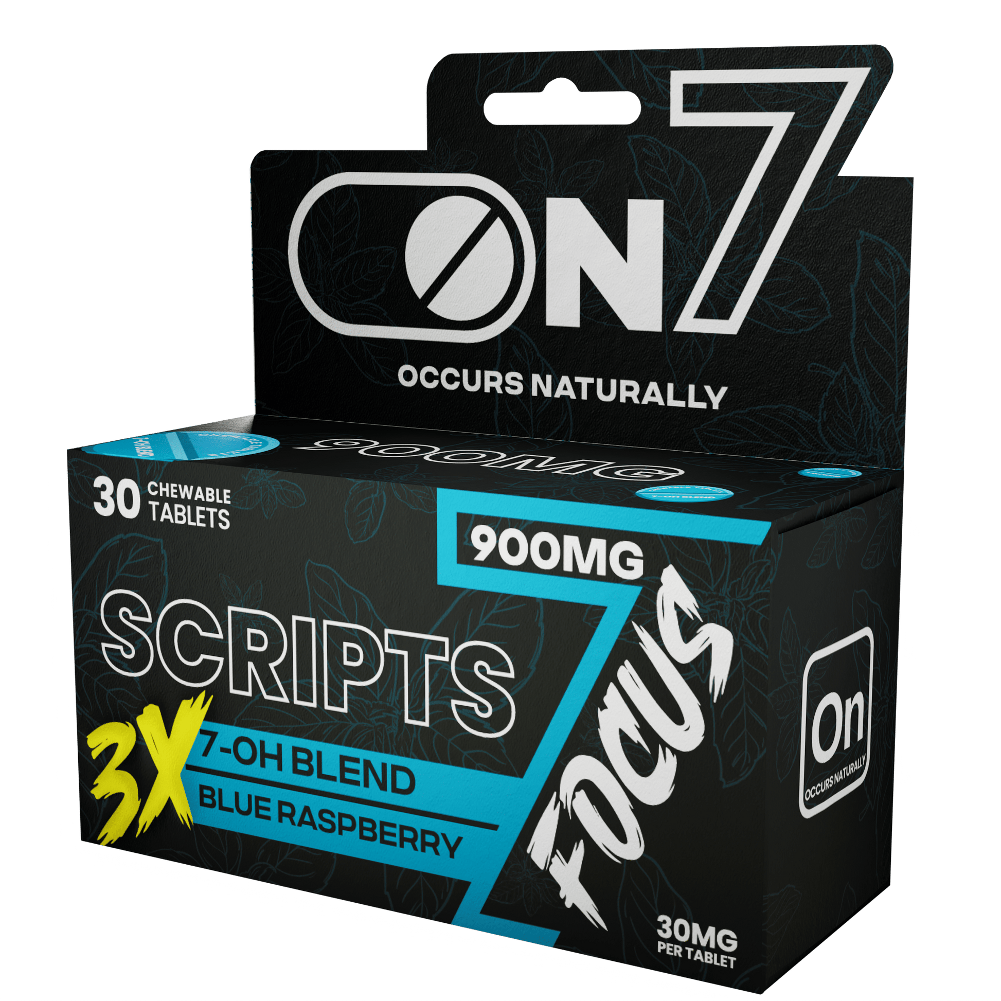 ON7 | Scripts Focus Tablets 900MG – Sour Apple | 30 Count by ON7 – 7 - OH Extract Tablets, | Available at Zenhop