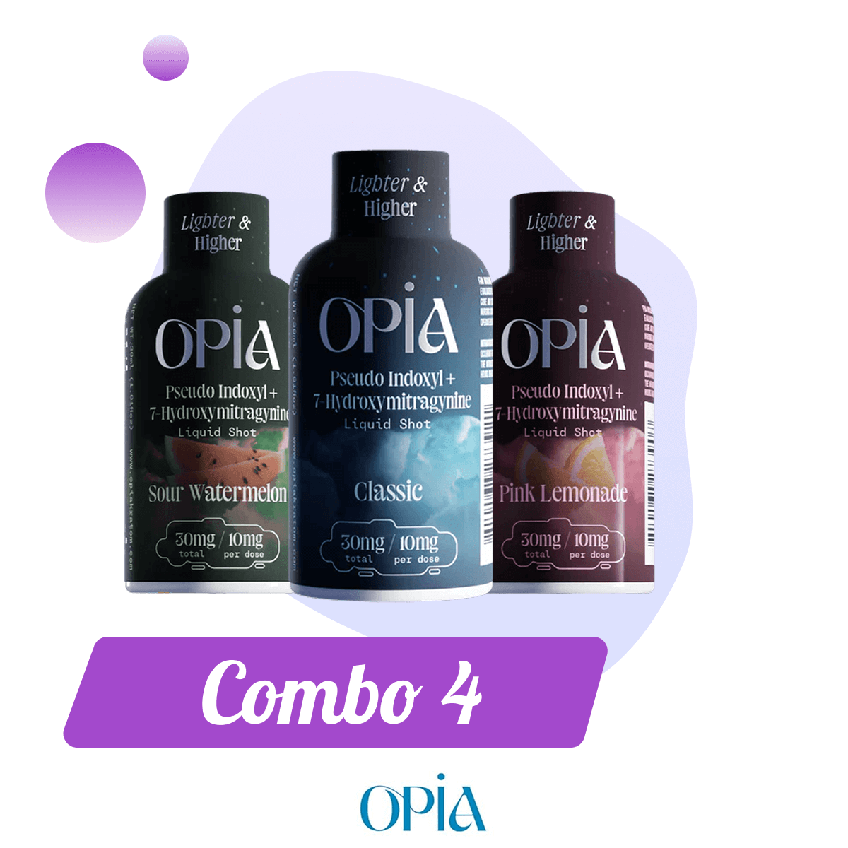 OPIA | Combo 4 – Pseudo + 7 - Hydroxy Liquid Shot Trio (Classic, Watermelon, Lemonade) by OPIA – 7 - OH - Extracts Shots, | Available at Zenhop