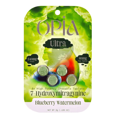 OPIA | Ultra 7 - OH High Potency Chewable Tablets – 240MG (60MG Each) by OPIA – 7 - OH Extract Tablets, Blueberry Watermelon | Available at Zenhop