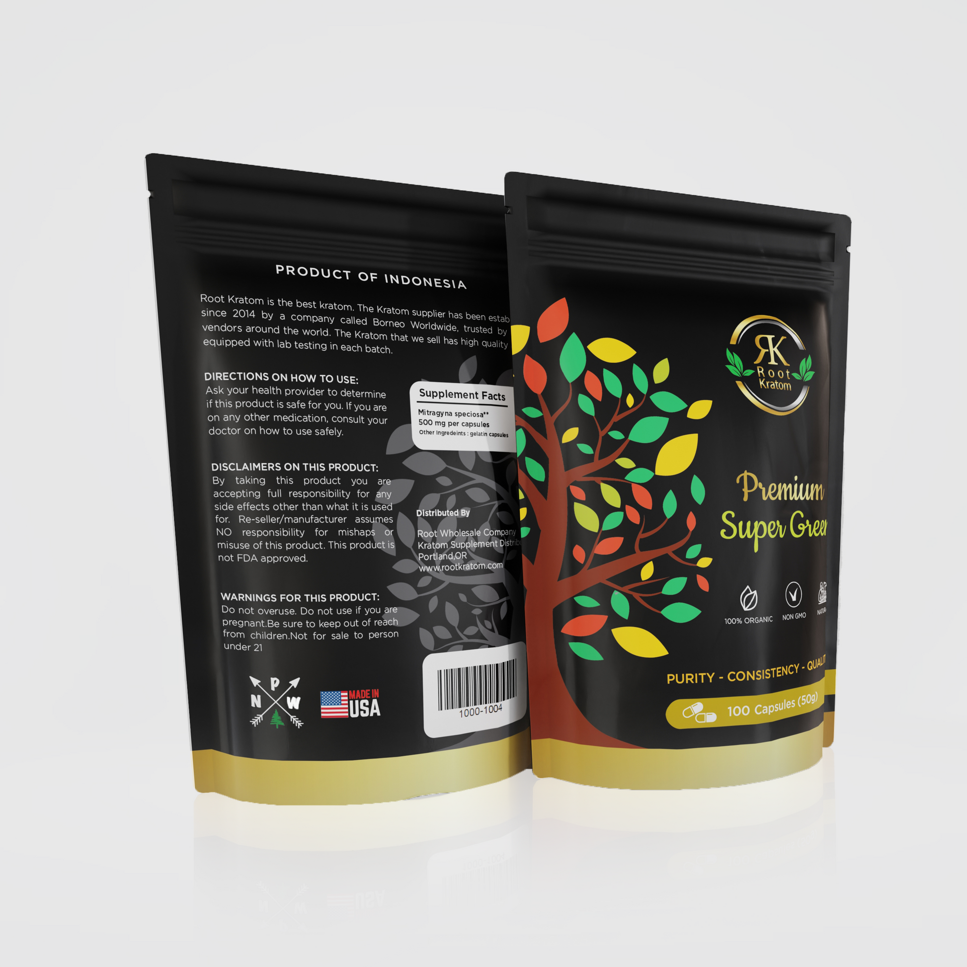 Root Kratom | premium super green Capsules – 100ct, premium lab-tested kratom for energy and focus – order online at Zenhop.
