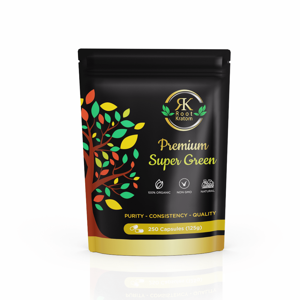 Root | Premium Super Green Kratom - Capsules by Root Kratom – Capsules, 250 capsules (125g) | Available at Zenhop