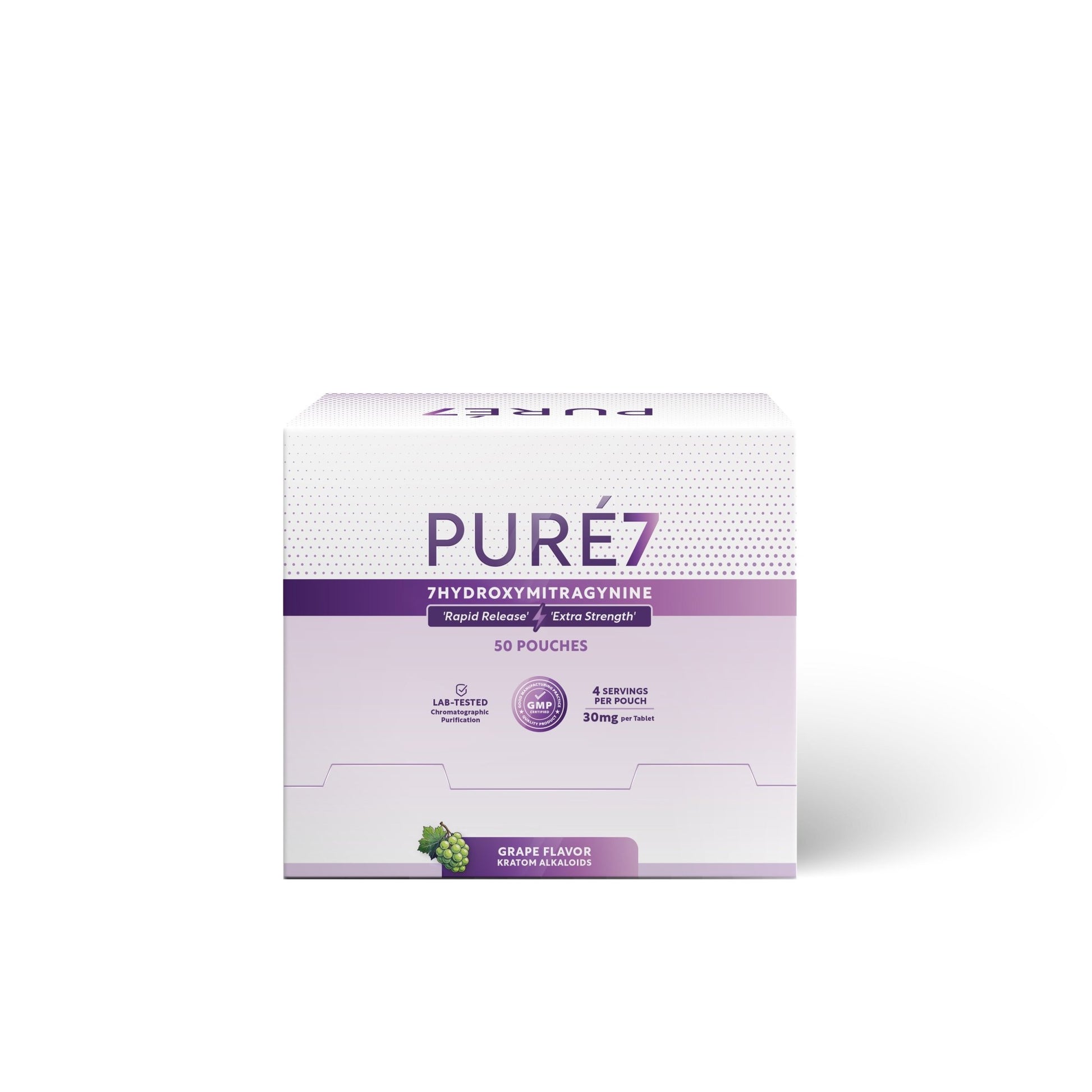 Pure7 | 7OH Hydroxy Chewable Tablets – 30mg by Pure7 – 7 - OH Extract Tablets, Grape | Available at Zenhop