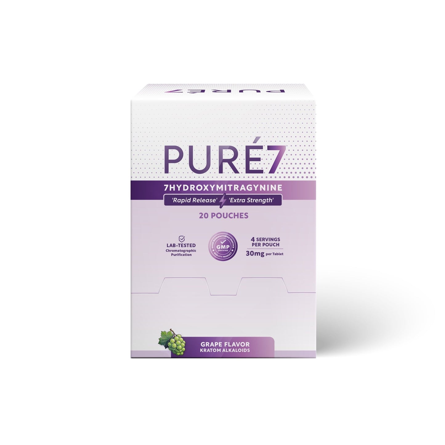 Pure7 | 7OH Hydroxy Chewable Tablets – 30mg by Pure7 – 7 - OH Extract Tablets, Grape | Available at Zenhop
