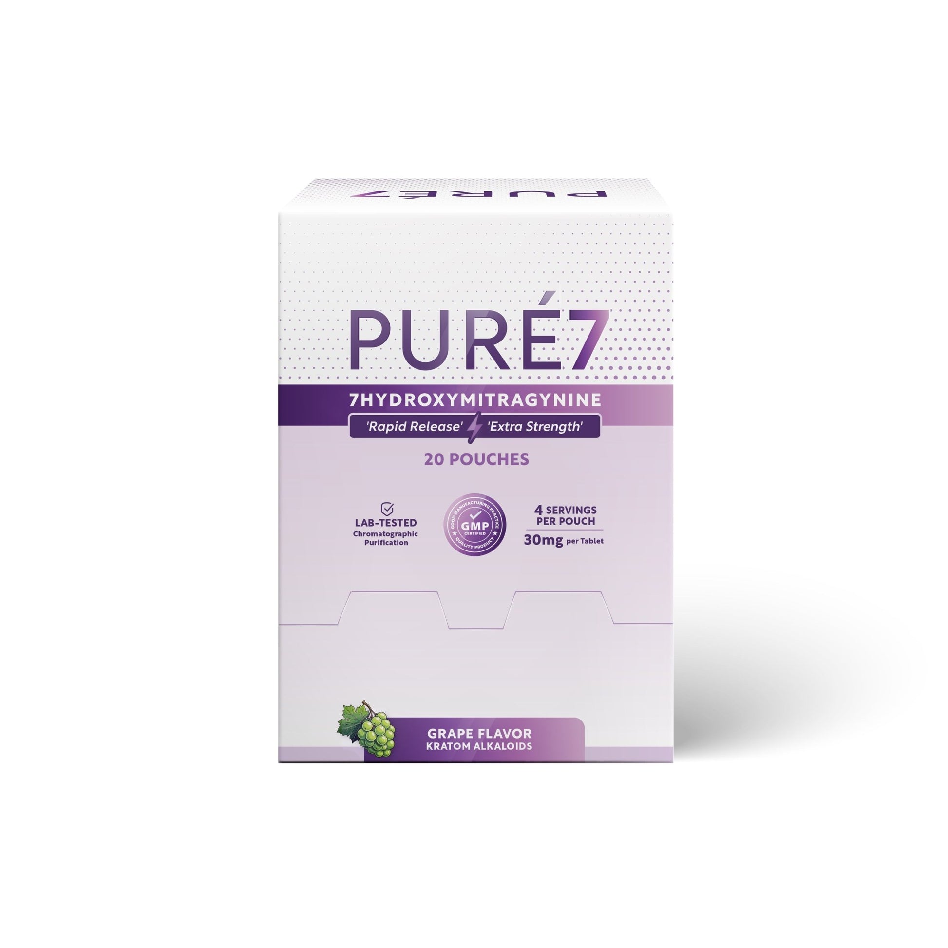 Pure7 | 7OH Hydroxy Chewable Tablets – 30mg by Pure7 – 7 - OH Extract Tablets, Grape | Available at Zenhop
