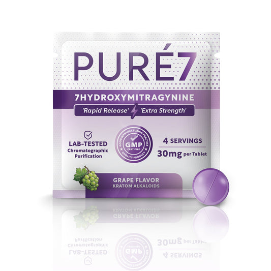 Pure7 | 7OH Hydroxy Chewable Tablets – 30mg by Pure7 – 7 - OH Extract Tablets, Grape | Available at Zenhop