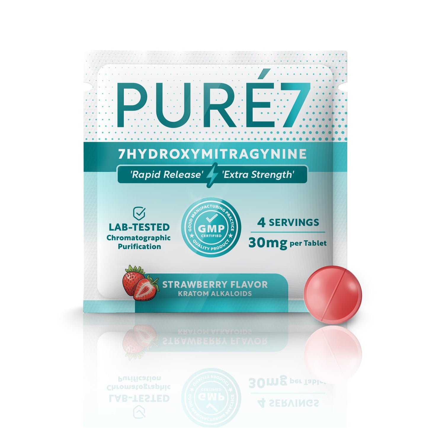 Pure7 | 7OH Hydroxy Chewable Tablets – 30mg by Pure7 – 7 - OH Extract Tablets, Strawberry | Available at Zenhop