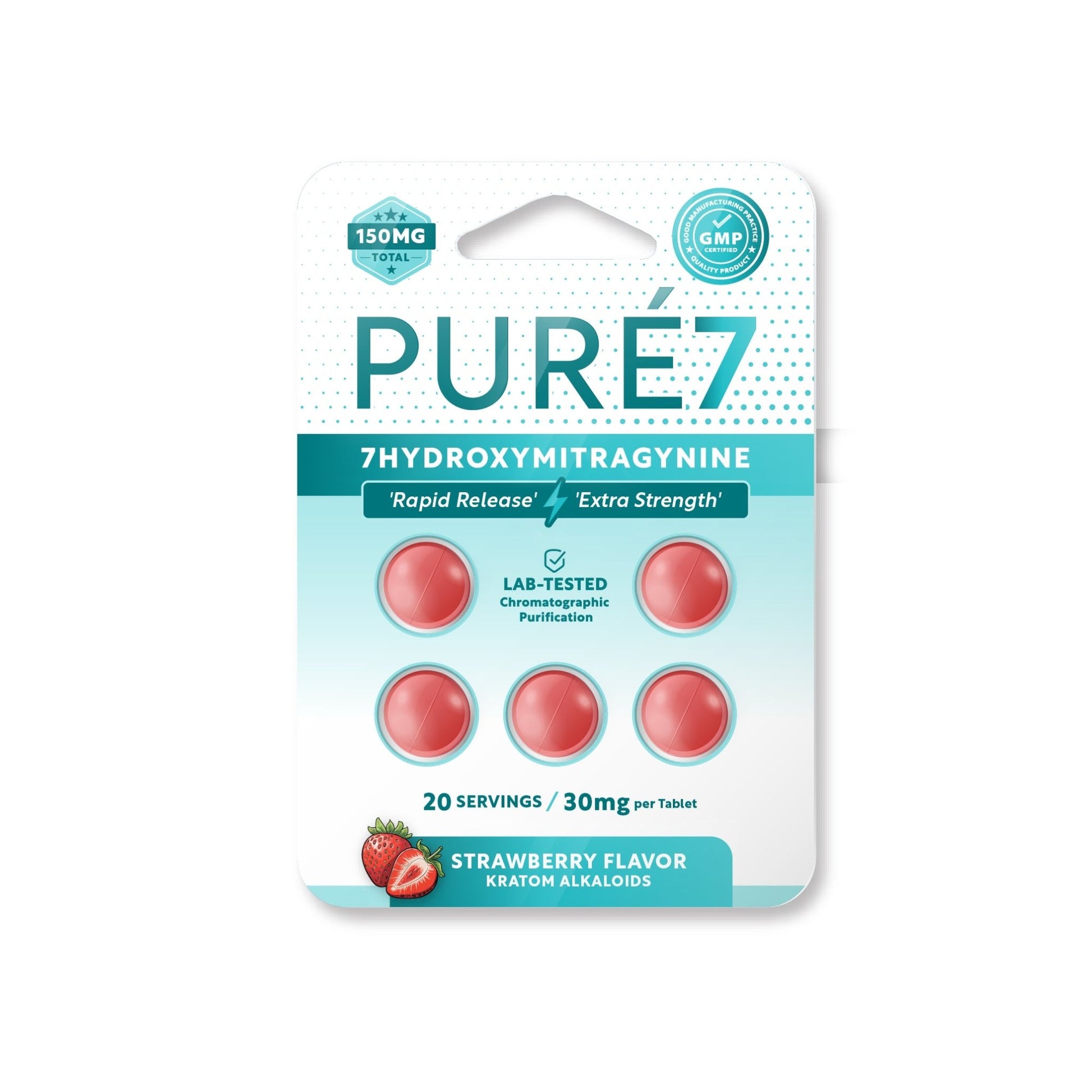 Pure7 | Pure 7OH Tablets Grape – 30mg – 5 Count by Pure7 – 7 - OH Extract Tablets, Strawberry | Available at Zenhop