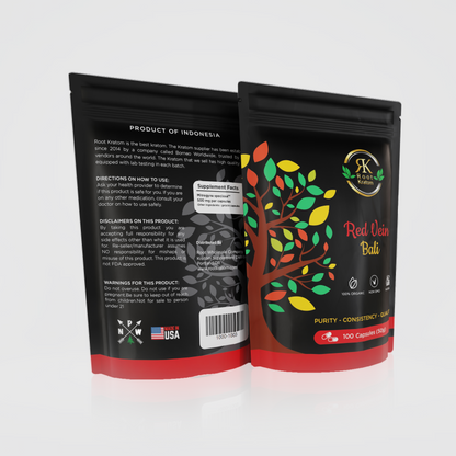 Root | Red Vein Bali Kratom Capsules 100 Count – Deep calm and full-body relaxation – on Zenhop