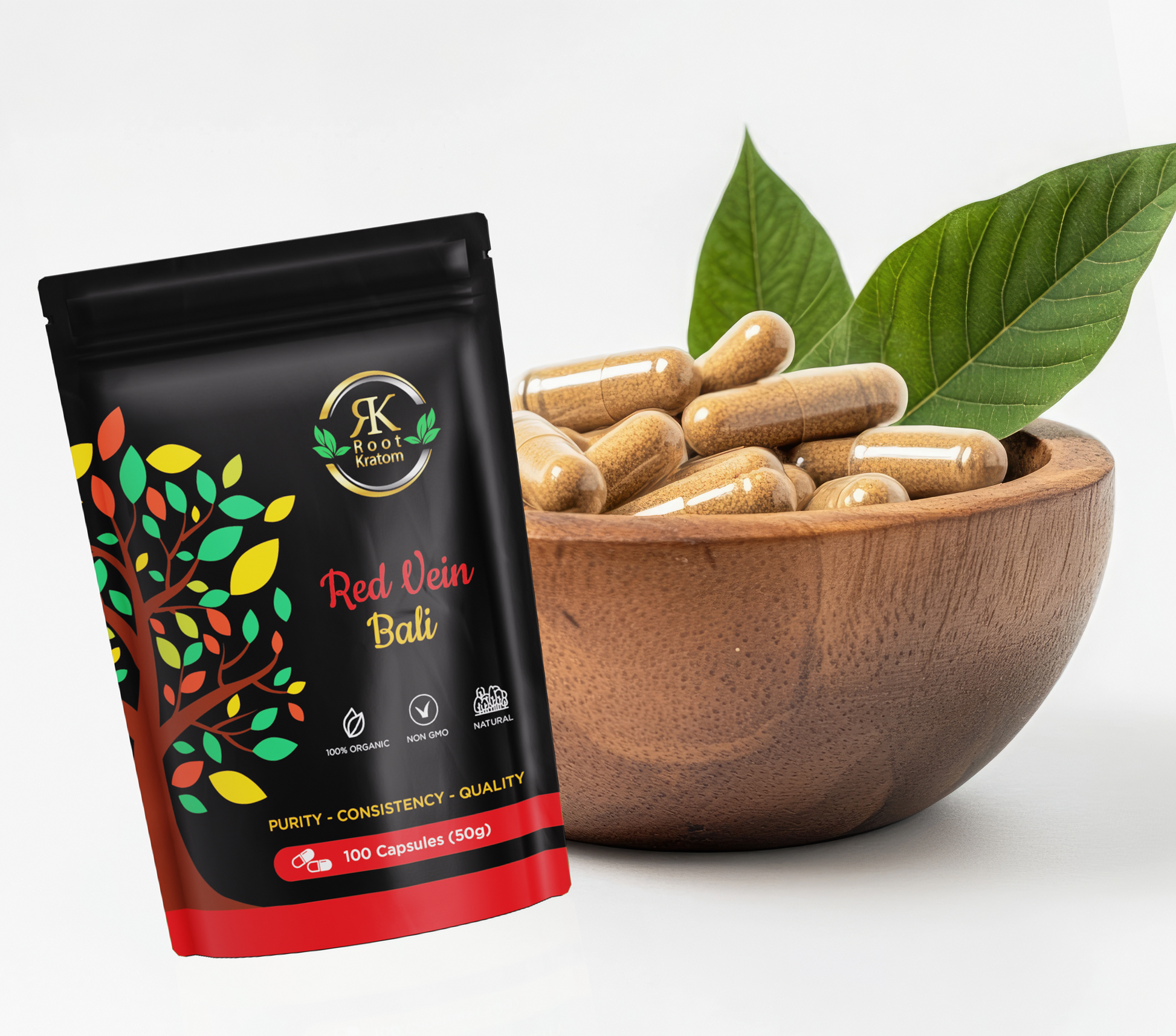 Root | Red Vein Bali Kratom Capsules 100 Count – Natural Red Kratom for Evening Wind-Down | Zenhop