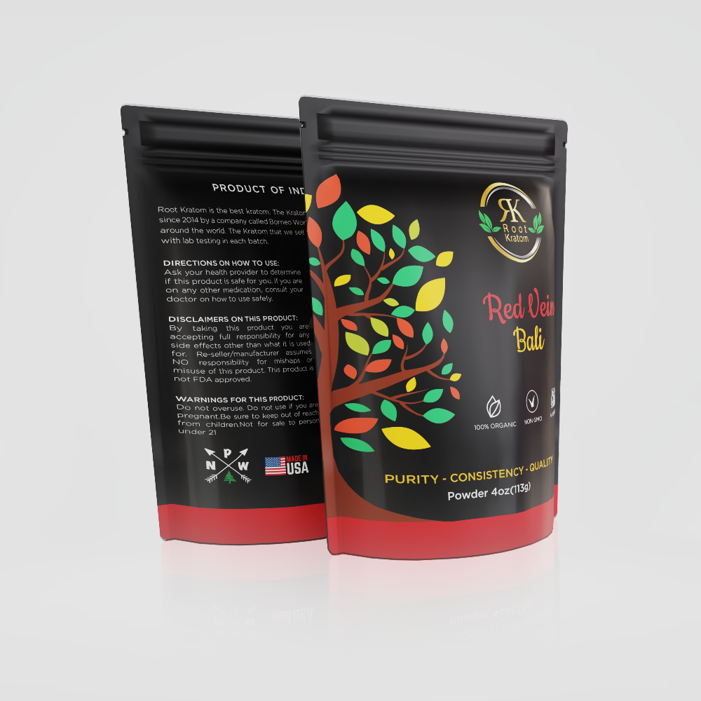  Root Kratom | Red Vein Bali Powder 4oz – trusted choice for relaxation, mood elevation, and balance – Zenhop exclusive