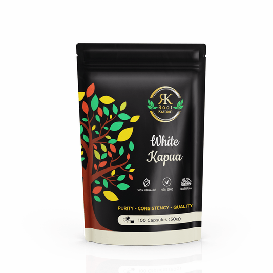 Root | White Kapua Kratom - Capsules by Root Kratom – Capsules, 100 capsules (50g) | Available at Zenhop