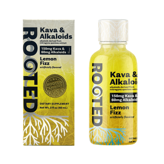 Rooted | Kava & Alkaloids Lemon Fizz Shot – 60ML Liquid by ON7 – kava Shots, | Available at Zenhop