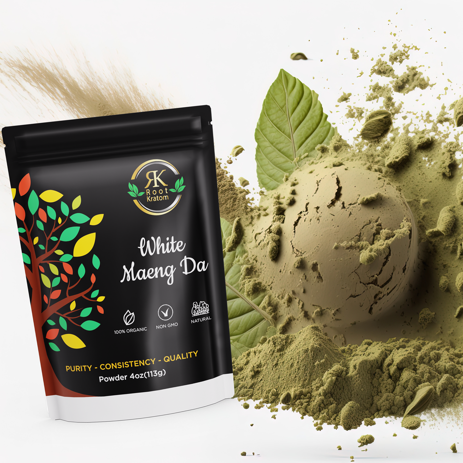 Root Kratom | White Maeng Da Powder – 4oz energizing and clean kratom powder blend – lab-tested and available on Zenhop.